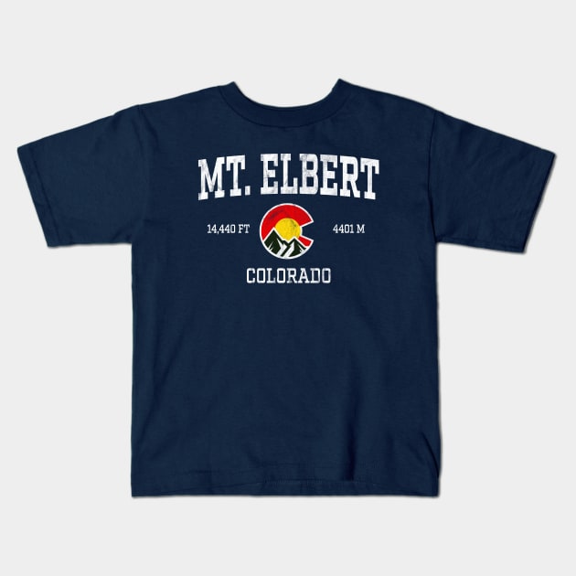 Mt Elbert Colorado 14ers Vintage Athletic Mountains Kids T-Shirt by TGKelly